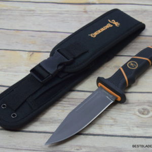 7 INCH BROWNING BUCKMARK HUNTER FIXED BLADE KNIFE LEATHER SHEATH THICK BLADE