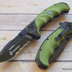 MTECH OFFICIALLY LICENSED USMC SPRING ASSISTED RESCUE KNIFE WITH POCKET CLIP