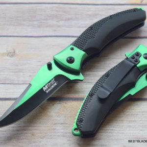 MTECH GREEN/BLACK SPRING ASSISTED TACTICAL KNIFE WITH POCKET CLIP – 8 INCH