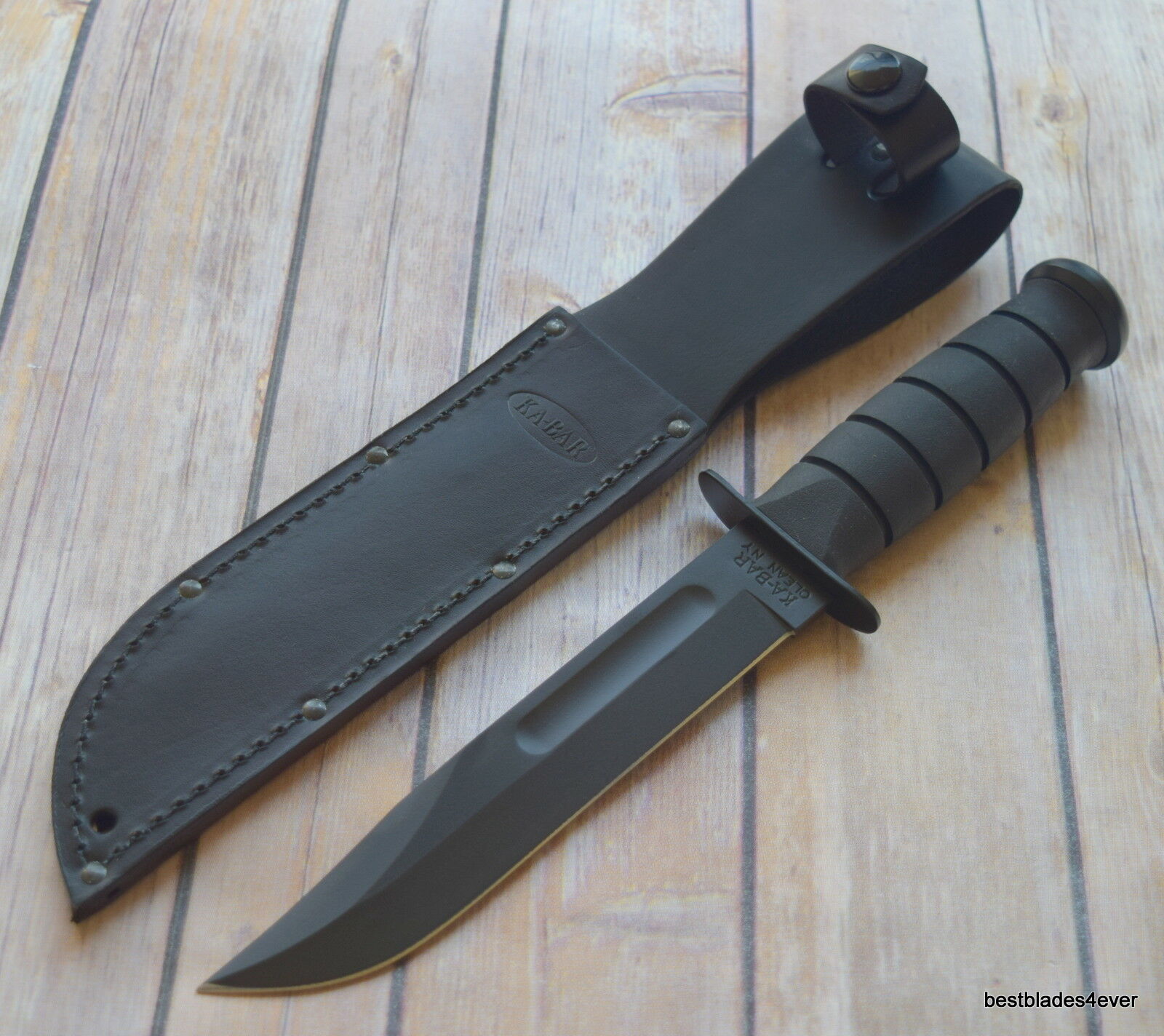 KA-BAR TOUGH MADE IN USA HUNTING TACTICAL COMBAT KNIFE WITH LEATHER ...