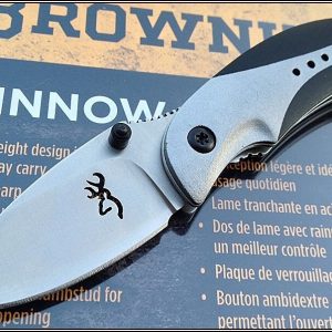 BROWNING MINNOW GREY HANDLE LINERLOCK FOLDING KNIFE 2.75 INCH CLOSED