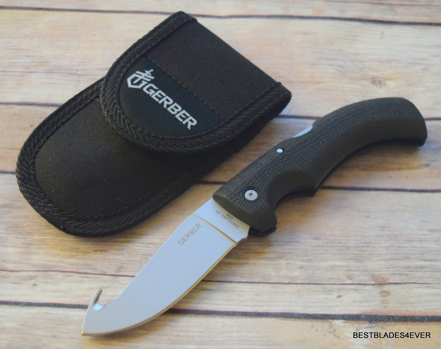 GERBER GATOR LOCK-BACK GUT HOOK FOLDING KNIFE “MADE IN USA” RAZOR SHARP ...