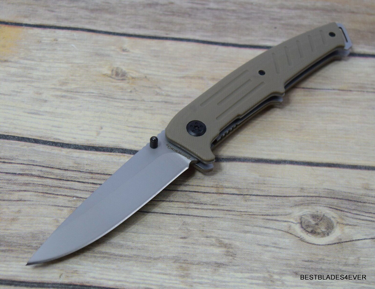 BROWNING TAN LINERLOCK ASSISTED OPEN TACTICAL FOLDING KNIFE WITH POCKET ...