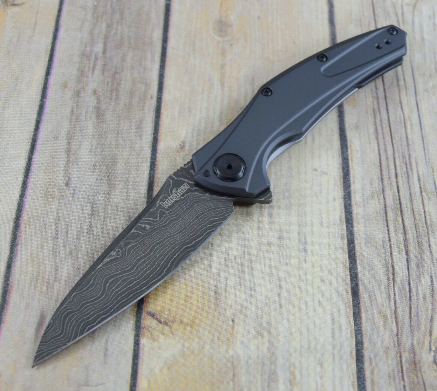 KERSHAW BAREKNUCKLE FRAME-LOCK KNIFE DAMASCUS BLADE RAZOR SHARP MADE IN ...