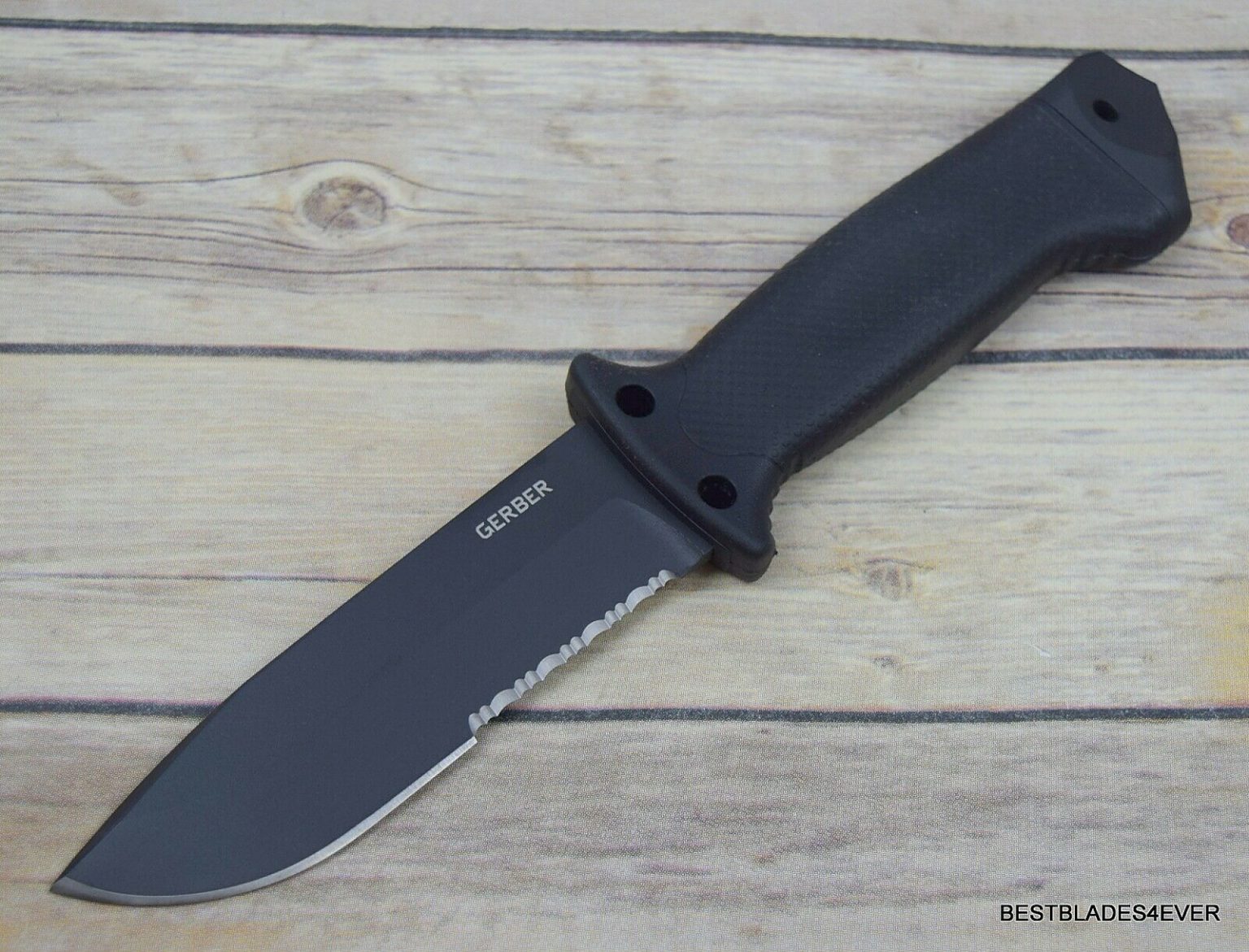 GERBER “LMF II INFANTRY” BLACK FIXED BLADE HUNTING KNIFE WITH SHEATH ...