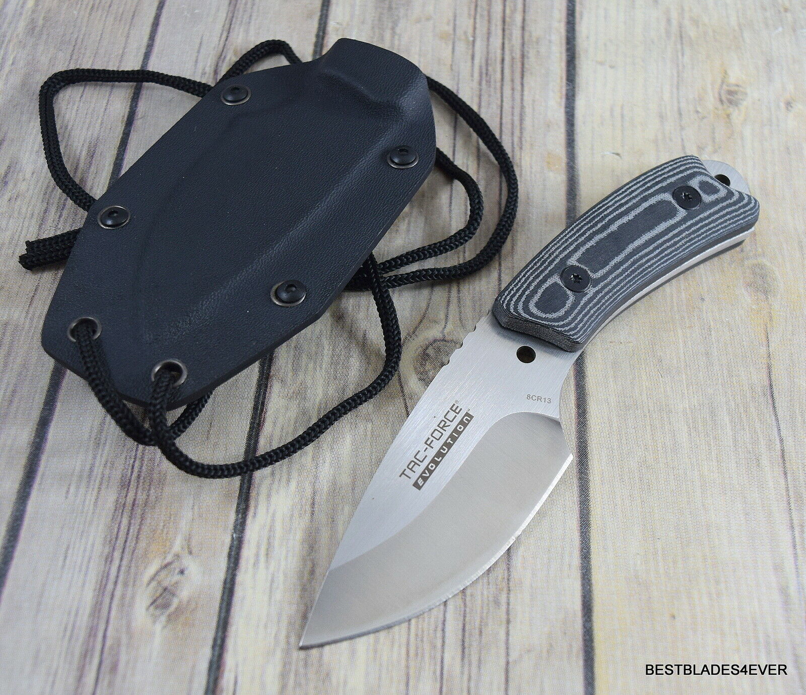 7 INCH TAC-FORCE EVOLUTION SMALL FIXED BLADE NECK/BOOT KNIFE KYDEX SHEATH WITH BELT CLIP