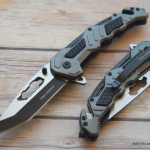 TAC-FORCE SPRING ASSISTED TACTICAL RESCUE KNIFE WITH POCKET CLIP TF-970GY