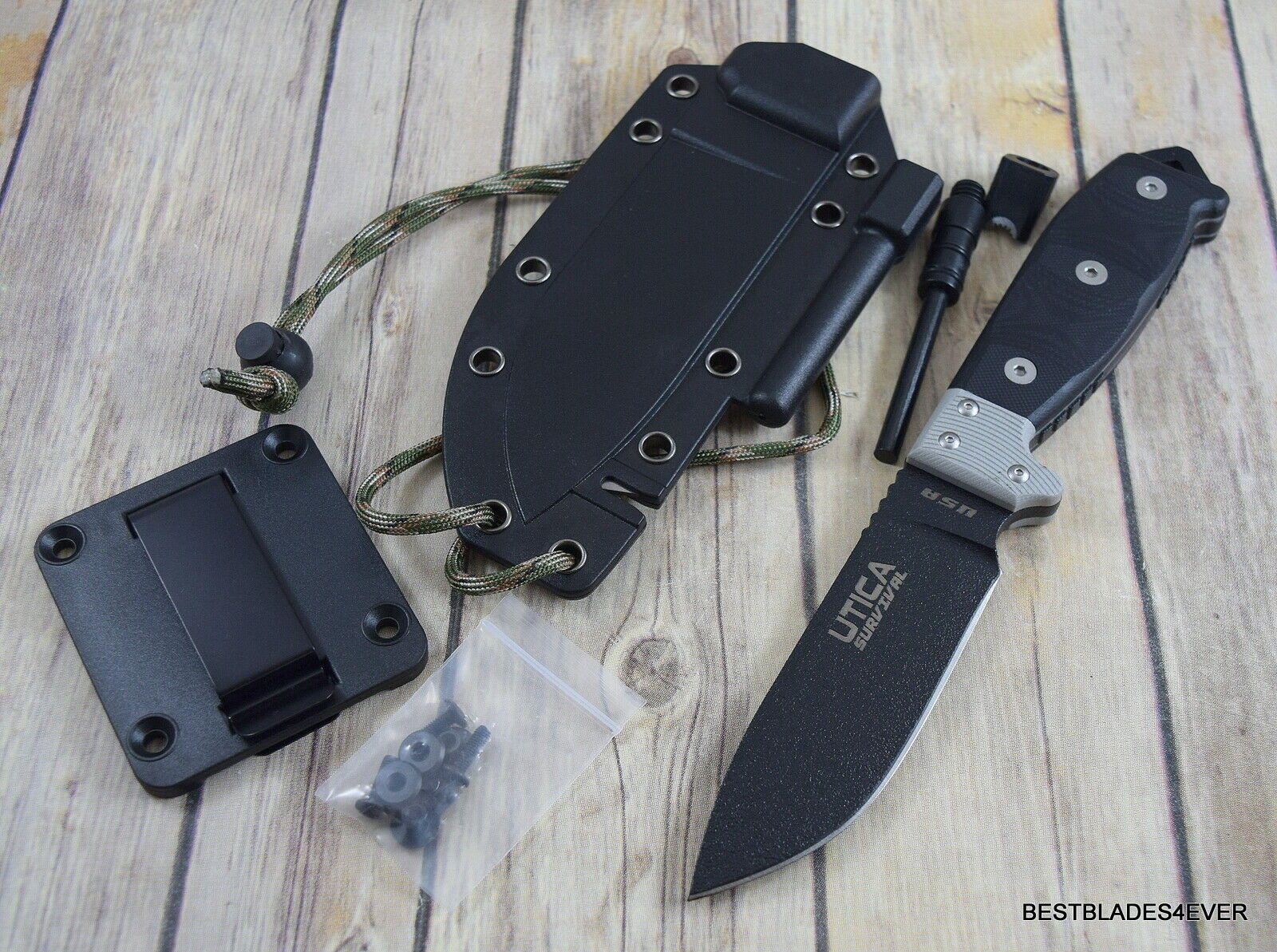 UTICA USA STEALTH IV FIXED BLADE HUNTING SURVIVAL KNIFE MADE IN USA WITH SHEATH