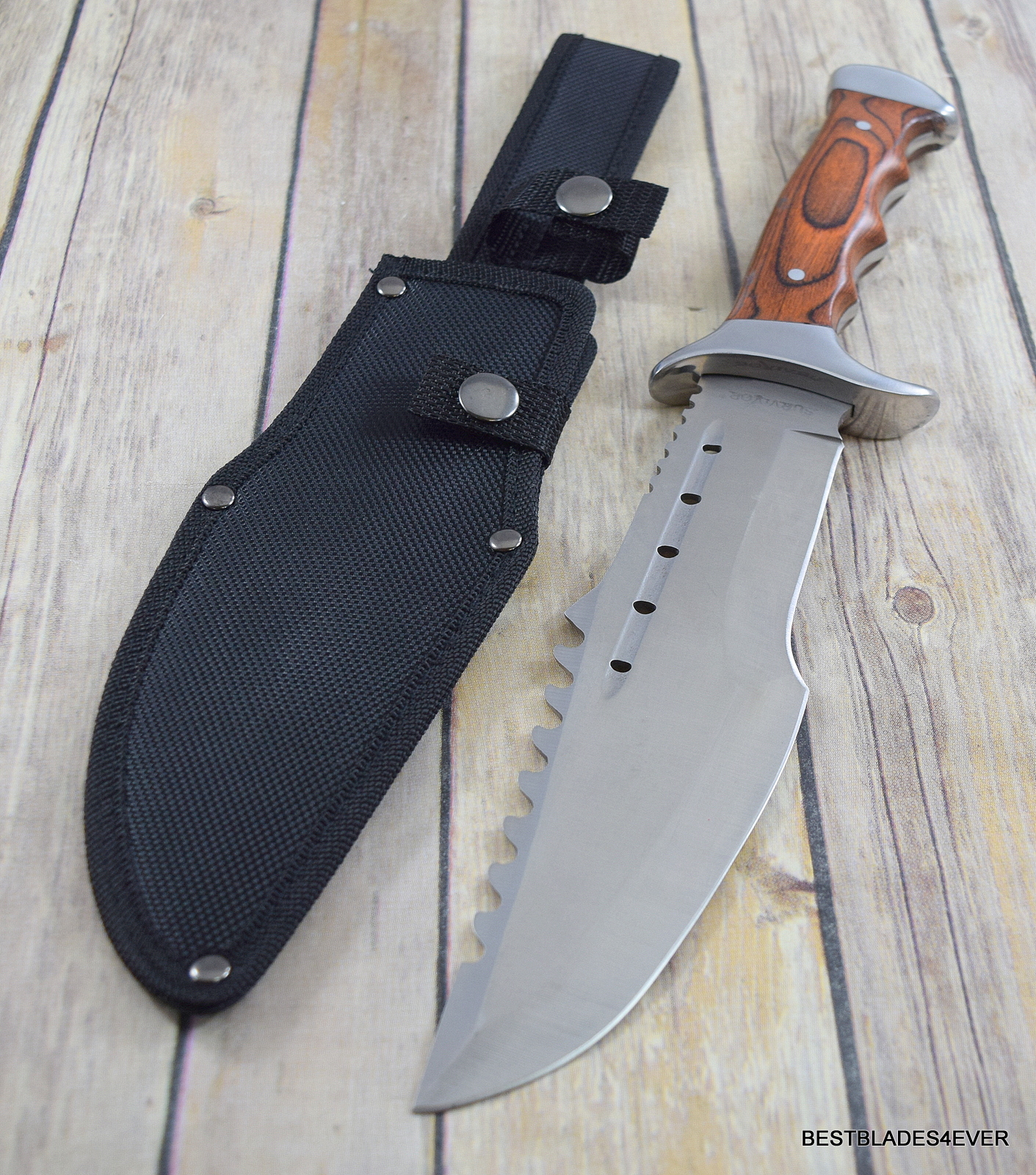 13.75" SURVIVOR FULL TANG BOWIE HUNTING SURVIVAL KNIFE WITH NYLON SHEATH