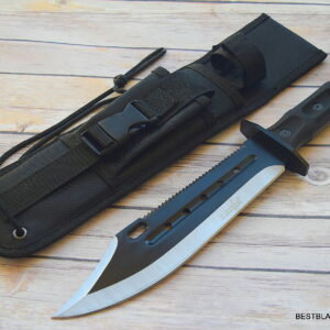 14.25 INCH SURVIVOR FULL TANG BOWIE HUNTING SURVIVAL KNIFE WITH NYLON SHEATH