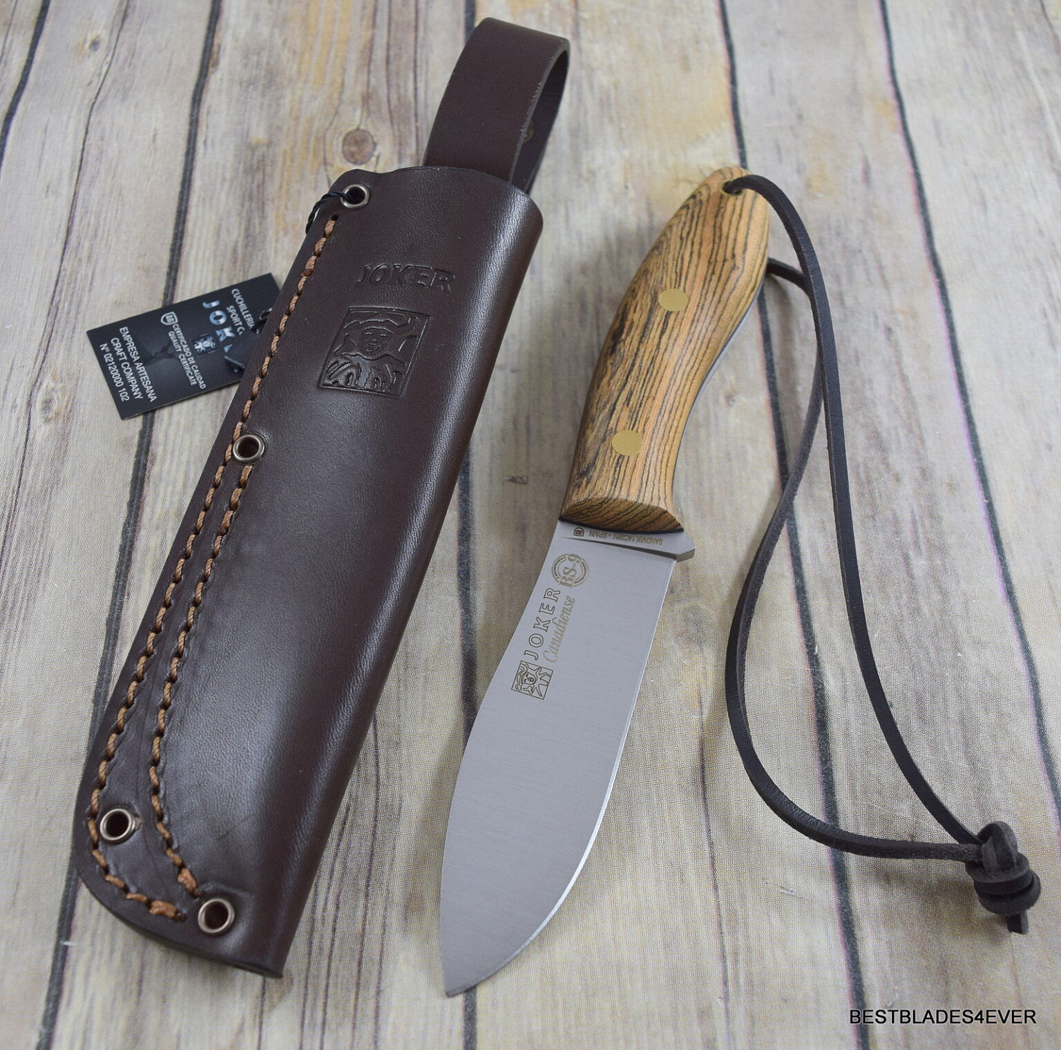 JOKER CANADIENSE FIXED BLADE HUNTING KNIFE RAZOR SHARP LEATHER SHEATH ...