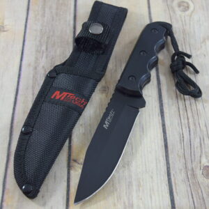 8″ BLACK MTECH FIXED BLADE FULL TANG KNIFE RAZOR SHARP BLADE WITH NYLON SHEATH