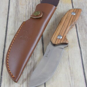9″ Elk Ridge Fixed blade Hunting knife Full Tang Zebra Wood handle with sheath